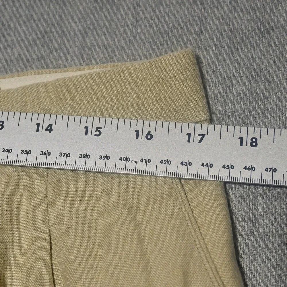 Successo Uomo Trousers Mens Pleated Cuffed 100% Linen 36 Khaki Beige Flaws